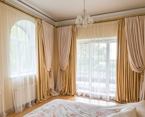 Двойные шторы на заказ в классическом стиле, д. Кабаново